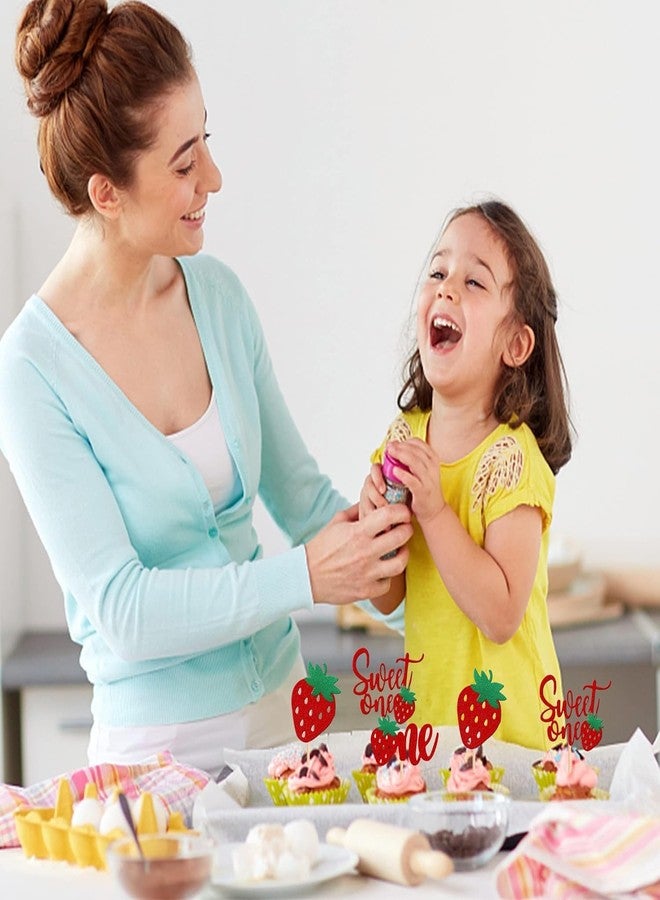 كونفيتي! ٢٤ قطعة من زينة كب كيك الفراولة اللامعة، مثالية لحفلات أعياد الميلاد الأولى، وحفلات استقبال المولود الجديد، وأعياد الميلاد الأولى للأطفال، وحفلات الذكرى السنوية. - Image 3